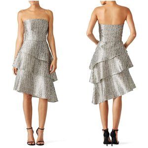 Mason Hosker Ava Maria Silver Strapless Midi Dress $600